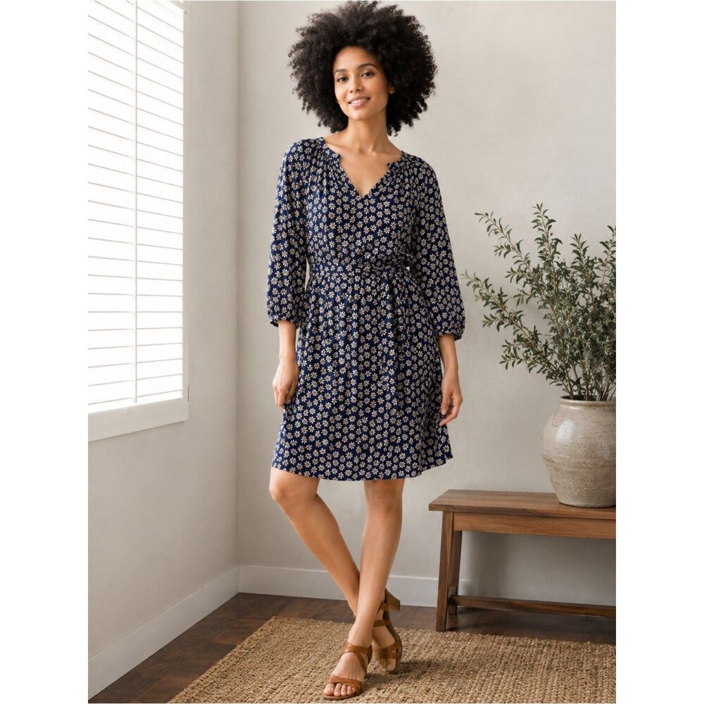 GAP Print Peasant Sleeve Smock Dress